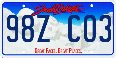 SD license plate 98ZC03