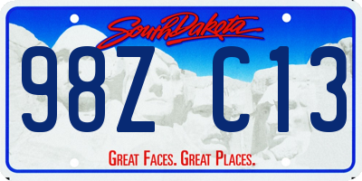 SD license plate 98ZC13