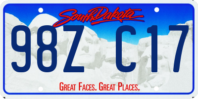SD license plate 98ZC17