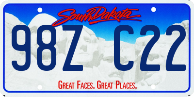 SD license plate 98ZC22