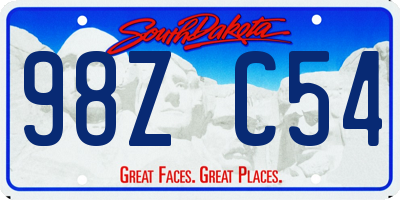 SD license plate 98ZC54
