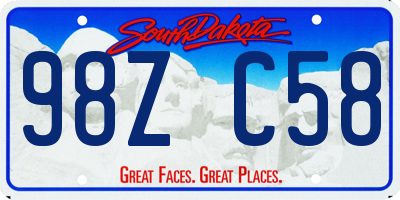 SD license plate 98ZC58