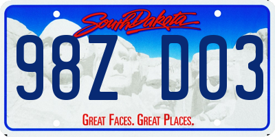 SD license plate 98ZD03