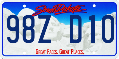 SD license plate 98ZD10