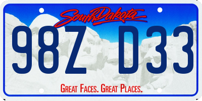 SD license plate 98ZD33