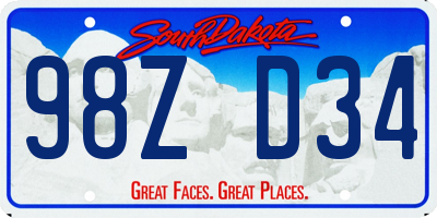 SD license plate 98ZD34