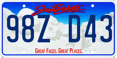 SD license plate 98ZD43