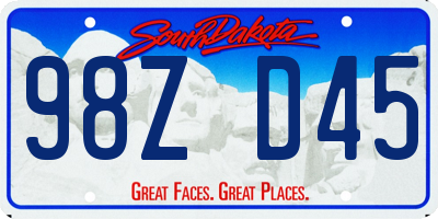 SD license plate 98ZD45