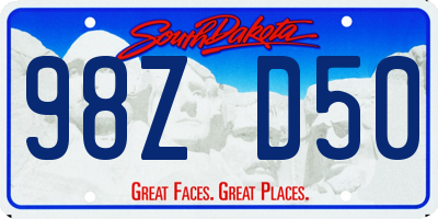 SD license plate 98ZD50