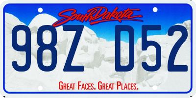 SD license plate 98ZD52