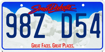 SD license plate 98ZD54