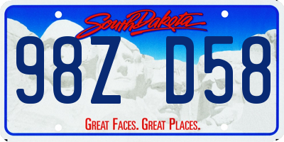 SD license plate 98ZD58