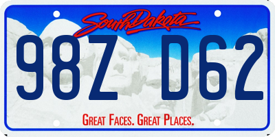 SD license plate 98ZD62