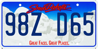 SD license plate 98ZD65
