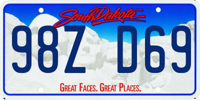SD license plate 98ZD69