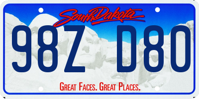 SD license plate 98ZD80