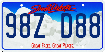 SD license plate 98ZD88