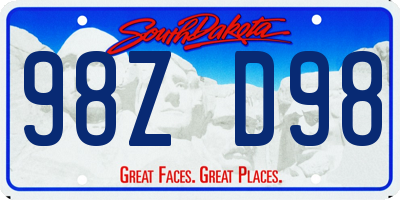 SD license plate 98ZD98