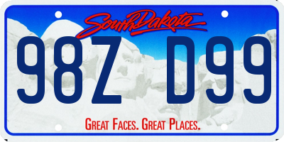 SD license plate 98ZD99