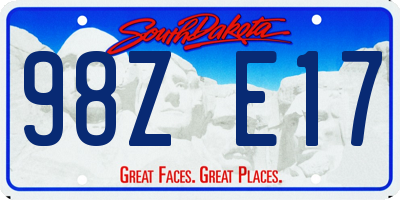 SD license plate 98ZE17