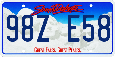 SD license plate 98ZE58