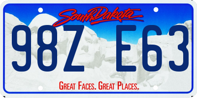 SD license plate 98ZE63