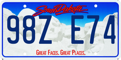 SD license plate 98ZE74