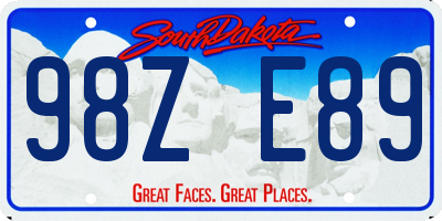 SD license plate 98ZE89