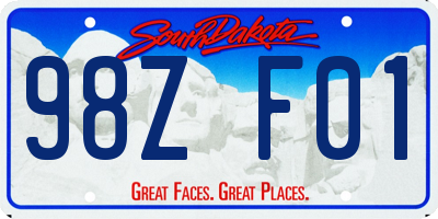 SD license plate 98ZF01