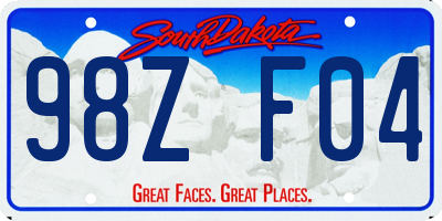 SD license plate 98ZF04