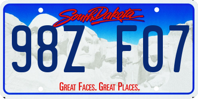 SD license plate 98ZF07