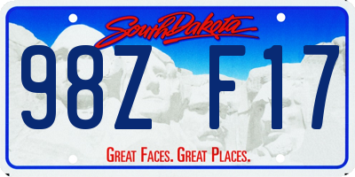 SD license plate 98ZF17