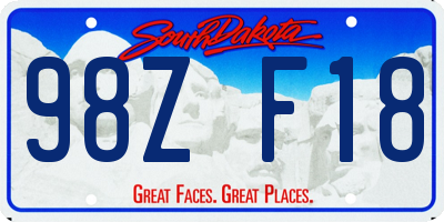 SD license plate 98ZF18