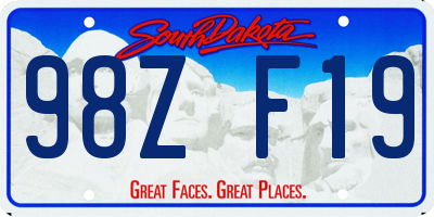 SD license plate 98ZF19
