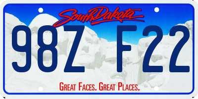 SD license plate 98ZF22