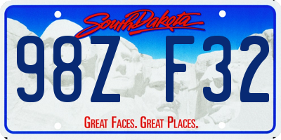 SD license plate 98ZF32