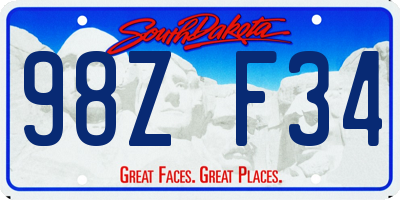 SD license plate 98ZF34
