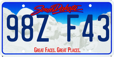 SD license plate 98ZF43