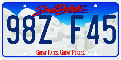 SD license plate 98ZF45