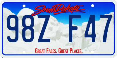 SD license plate 98ZF47