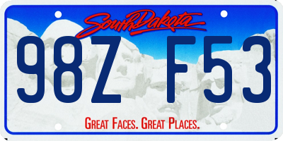 SD license plate 98ZF53