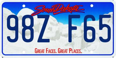SD license plate 98ZF65
