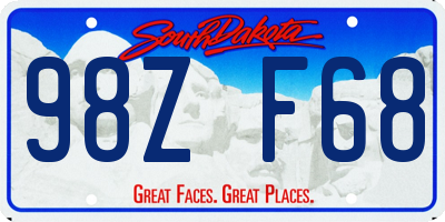 SD license plate 98ZF68