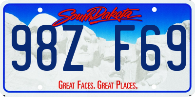 SD license plate 98ZF69