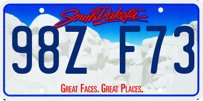 SD license plate 98ZF73