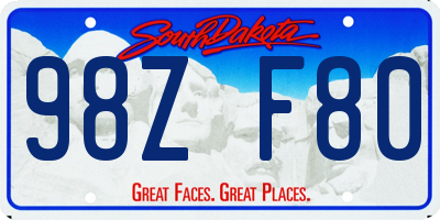 SD license plate 98ZF80