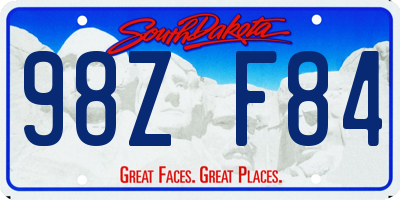 SD license plate 98ZF84