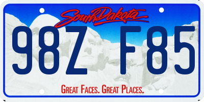 SD license plate 98ZF85