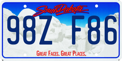SD license plate 98ZF86