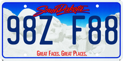 SD license plate 98ZF88